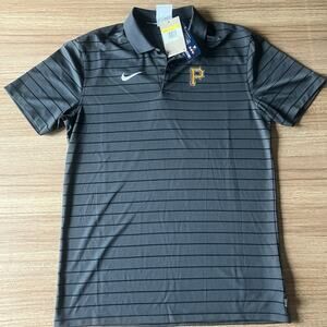 Nike Baseball Pittsburgh Pirates Polo Men’s Size Small Dri Fit Striped Gray New
